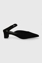 Semišové lodičky Tommy Hilfiger TH POINTY MID HEEL LEATHER MULE semišová kůže černá FW0FW07718