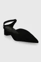 Tommy Hilfiger velúr magassarkú cipő TH POINTY MID HEEL LEATHER MULE fekete
