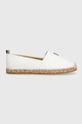 biela Kožené espadrilky Tommy Hilfiger TH LEATHER FLAT ESPADRILLE Dámsky