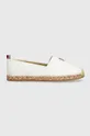 bela Usnjene espadrile Tommy Hilfiger TH LEATHER FLAT ESPADRILLE Ženski