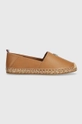 hnedá Kožené espadrilky Tommy Hilfiger TH LEATHER FLAT ESPADRILLE Dámsky