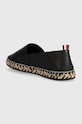 Obuwie Tommy Hilfiger espadryle skórzane TH LEATHER FLAT ESPADRILLE FW0FW07720 czarny