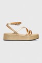 Кожаные сандалии Tommy Hilfiger TH STRAP GOLD PLATFORM платформа золотой FW0FW07729