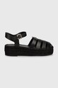 Kožené espadrilky Tommy Hilfiger TH AUTHENTIC LEATHER ESPADRILLE FW0FW07743 čierna SS24