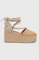 Tommy Hilfiger espadryle CLOSED TOE LINEN FLATFORM koturn beżowy FW0FW07746