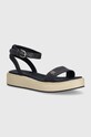 Tommy Hilfiger sandały LINEN FLATFORM tekstylny granatowy FW0FW07748