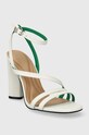 Tommy Hilfiger sandale de piele TH LEATHER BLOCK HIGH HEEL FW0FW07752 alb SS24