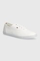 Tenisky Tommy Hilfiger CANVAS LACE UP SNEAKER plochá bílá FW0FW07805
