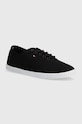 Tenisky Tommy Hilfiger CANVAS LACE UP SNEAKER plochá černá FW0FW07805