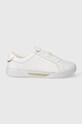 Kožené tenisky Tommy Hilfiger CHIC HW COURT SNEAKER plochá biela FW0FW07813