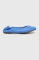 Tommy Hilfiger bőr balerina cipő TH ELEVATED ELASTIC BALLERINA kék
