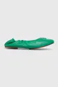 Tommy Hilfiger bőr balerina cipő TH ELEVATED ELASTIC BALLERINA zöld