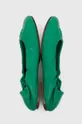 zöld Tommy Hilfiger bőr balerina cipő TH ELEVATED ELASTIC BALLERINA
