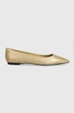 złoty Tommy Hilfiger baleriny skórzane GOLD POINTED BALLERINA Damski