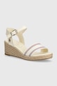 Сандалі Tommy Hilfiger SHIRTING WEDGE SANDAL лицьова шкіра бежевий FW0FW07887