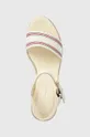 beżowy Tommy Hilfiger sandały SHIRTING WEDGE SANDAL