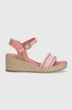 Tommy Hilfiger szandál SHIRTING WEDGE SANDAL rózsaszín