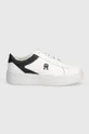 Δερμάτινα αθλητικά παπούτσια Tommy Hilfiger TH PLATFORM COURT SNEAKER λευκό