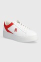 Kožne tenisice Tommy Hilfiger TH PLATFORM COURT SNEAKER platforma bijela FW0FW07910