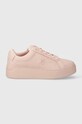 Tommy Hilfiger sneakersy skórzane PLATFORM COURT SNEAKER NUBUCK FW0FW07912 różowy SS24