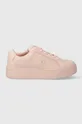 Δερμάτινα αθλητικά παπούτσια Tommy Hilfiger PLATFORM COURT SNEAKER NUBUCK ροζ