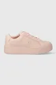 Шкіряні кросівки Tommy Hilfiger PLATFORM COURT SNEAKER NUBUCK рожевий