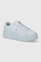 Шкіряні кросівки Tommy Hilfiger PLATFORM COURT SNEAKER NUBUCK платформа блакитний FW0FW07912