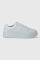 Tommy Hilfiger sneakersy skórzane PLATFORM COURT SNEAKER NUBUCK niebieski