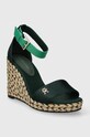 Tommy Hilfiger sandale COLORFUL HIGH WEDGE SATIN SANDAL FW0FW07914 verde SS24