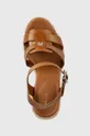 marrone Tommy Hilfiger sandali in pelle ESPADRILLE HIGH WEDGE LEATHER