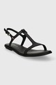Шкіряні сандалі Tommy Hilfiger TH FLAT SANDAL FW0FW07930 чорний SS24