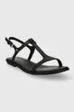 Kožené sandále Tommy Hilfiger TH FLAT SANDAL čierna