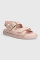 roza Sandali iz nubuka Tommy Hilfiger TH HARDWARE NUBUCK SPORTY SANDAL Ženski