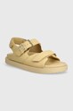 Nubukové sandály Tommy Hilfiger TH HARDWARE NUBUCK SPORTY SANDAL bez podpatku béžová FW0FW08038