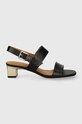 Kožne sandale Tommy Hilfiger TH HARDWARE MID HEEL široka potpetica crna FW0FW08040