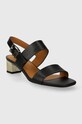 Kožne sandale Tommy Hilfiger TH HARDWARE MID HEEL FW0FW08040 crna SS24