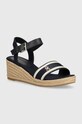 Tommy Hilfiger sandały WEBBING WEDGE SANDAL tekstylny granatowy FW0FW08044
