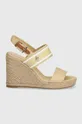 Сандалі Tommy Hilfiger WEBBING HIGH WEDGE SANDAL бежевий