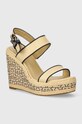 Tommy Hilfiger sandały PLATFORM TH MONO RAFIA WEDGE imitacja skóry licowej beżowy FW0FW08052