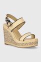 Σανδάλια Tommy Hilfiger PLATFORM TH MONO RAFIA WEDGE απομίμηση λείου δέρματος μπεζ FW0FW08052
