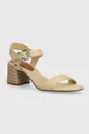 beżowy Tommy Hilfiger sandały BLOCK MID HEEL SANDAL Damski