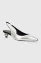 Weekend Max Mara czółenka skórzane Gallico 2415521094600.SILVER srebrny SS24