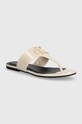 Calvin Klein Jeans japonki FLAT SANDAL SLIDE TOEPOST MG MET syntetyczny beżowy YW0YW01342