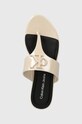 Calvin Klein Jeans japonki FLAT SANDAL SLIDE TOEPOST MG MET beżowy YW0YW01342