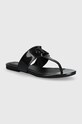 Σαγιονάρες Calvin Klein Jeans FLAT SANDAL SLIDE TOEPOST MG MET FLAT SANDAL SLIDE TOEPOST MG MET φλατ μαύρο YW0YW01342