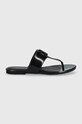 Σαγιονάρες Calvin Klein Jeans FLAT SANDAL SLIDE TOEPOST MG MET FLAT SANDAL SLIDE TOEPOST MG MET YW0YW01342 μαύρο SS24