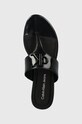 Σαγιονάρες Calvin Klein Jeans FLAT SANDAL SLIDE TOEPOST MG MET FLAT SANDAL SLIDE TOEPOST MG MET μαύρο YW0YW01342