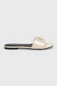 Calvin Klein Jeans klapki FLAT SANDAL SLIDE MG MET beżowy