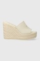 Šľapky Calvin Klein Jeans SLIDE WEDGE ROPE SANDAL ML BTW klinový béžová YW0YW01356