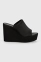 Шльопанці Calvin Klein Jeans WEDGE SANDAL SAT NYL DC YW0YW01359 чорний SS24